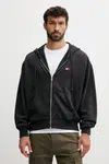 Bavlněná mikina Tommy Jeans pánská, šedá barva, s kapucí, s aplikací, DM0DM22080