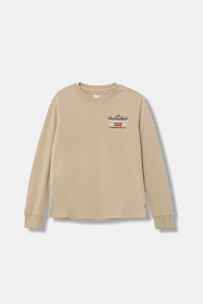Dětské tričko s dlouhým rukávem Levi's LEGENDARY LS TEE béžová barva, 9EN715