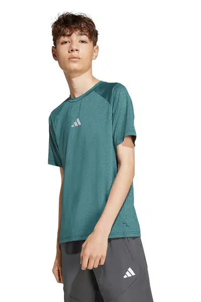 Dětské tričko adidas zelená barva, s potiskem, JM4324