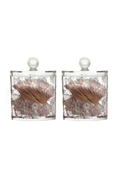 Vatové tyčinky v zásobníku Danielle Beauty Butterfly 250-pack průhledná barva