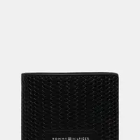Kožená peněženka Tommy Hilfiger pánská, černá barva, AM0AM13728