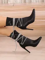 Resti Women's stiletto ankle boots with rhinestone straps Glamese