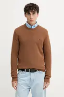 Bavlněný svetr Tommy Jeans pánský, hnědá barva, DM0DM21787