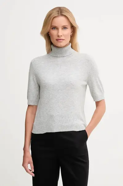 Dětský svetr s příměsí vlny United Colors of Benetton šedá barva, s golfem, 102HD203X