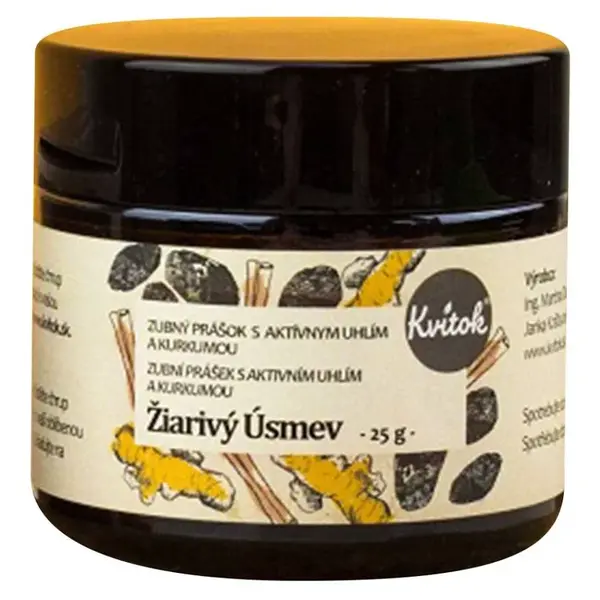 KVITOK Zubný prášok s čiernym uhlím a kurkumou 25 g