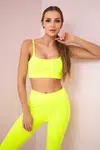 Striped top set with a yellow neon blouse
