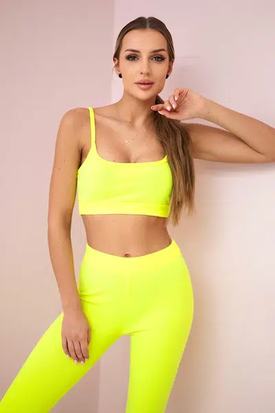 Striped top set with a yellow neon blouse