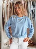 Bluzka damska one size z długi rękawem CRYSTALIA błękitna Dstreet