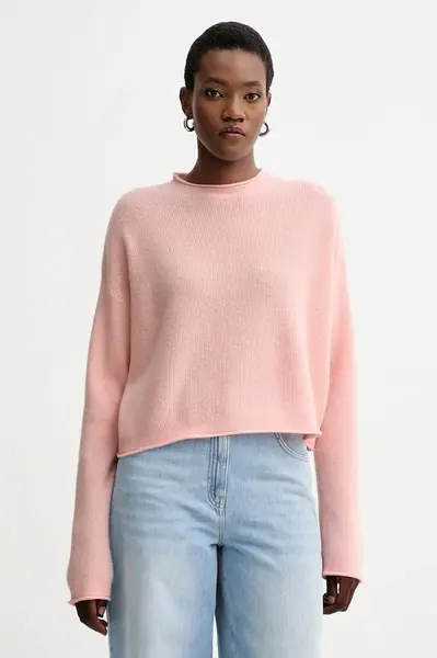 Vlněný svetr American Vintage dámský, růžová barva, RAX18H