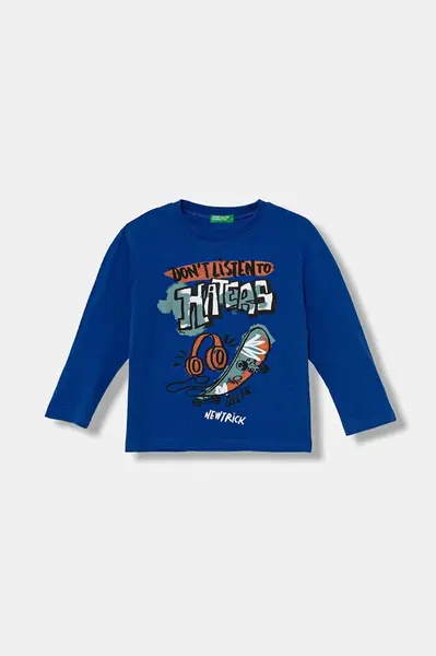 Dětské bavlněné tričko s dlouhým rukávem United Colors of Benetton