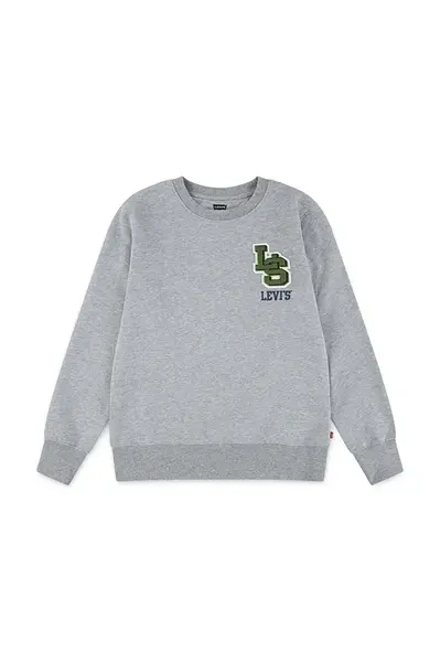 Dětská mikina Levi's STREAMLINE MONOGRAM CREWNE šedá barva, s potiskem, 9EP034