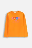 Dětské tričko s dlouhým rukávem Coccodrillo oranžová barva, EVERYDAY GIRL A