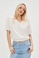 Marisse Cotton Blouse With Puffed Sleeves, White