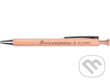 Dřevěná propiska "Život je zlatá příležitost" - Sri Chinmoy