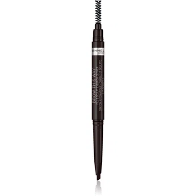 Rimmel Brow This Way tužka na obočí s kartáčkem 2 v 1 odstín 004 Soft Black 0,25 g