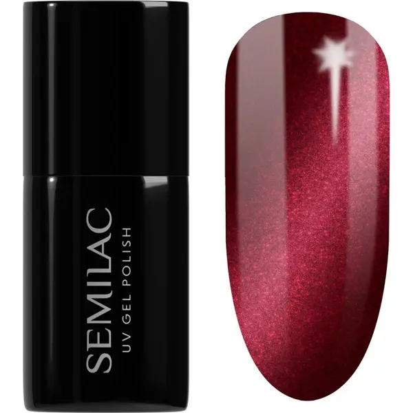 Semilac UV Hybrid Silk Effect gélový lak na nechty s použitím UV/LED lampy odtieň 467 Red Candle Flash 7 ml