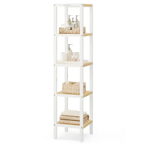 REGÁL DO KOUPELNY, přírodní barvy, bílá