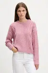 Svetr s příměsí vlny Guess Jeans růžová barva, W5BR09 Z0561