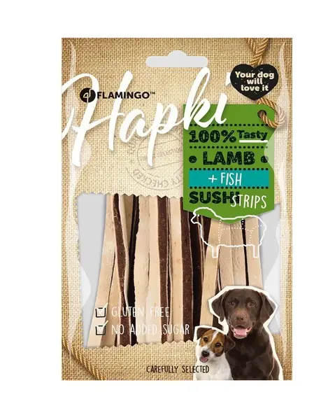 Flamingo Hapki Sushi Strips - proužky s jehněčím a rybím 85 g