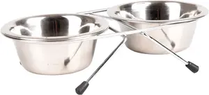 Flamingo Arjun duo kovová mísa - stříbrná 2 x 800 ml