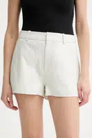 Kožené šortky Gestuz dámské, bílá barva, high waist, 10910162