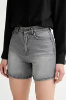 Džínové šortky Answear.LAB dámské, šedá barva, high waist