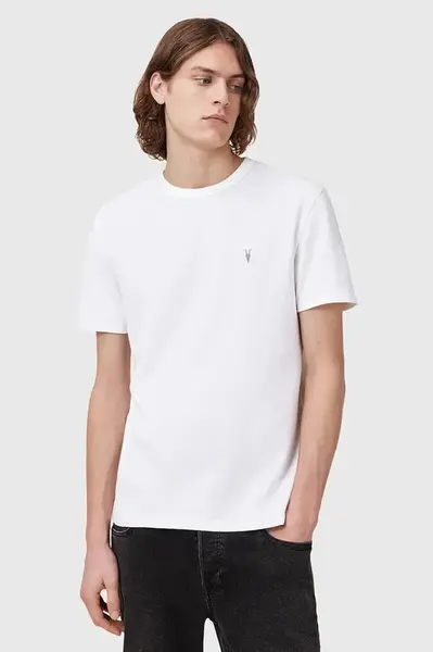 Bavlněné tričko AllSaints ELLIS pánské, bílá barva, M018JC