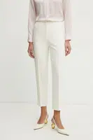 Kalhoty BOSS dámské, béžová barva, střih cigarette, high waist, 50511953