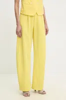 Kalhoty Answear.LAB dámské, žlutá barva, široké, high waist