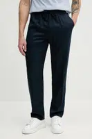 Kalhoty s příměsí lnu Calvin Klein tmavomodrá barva, K10K114403