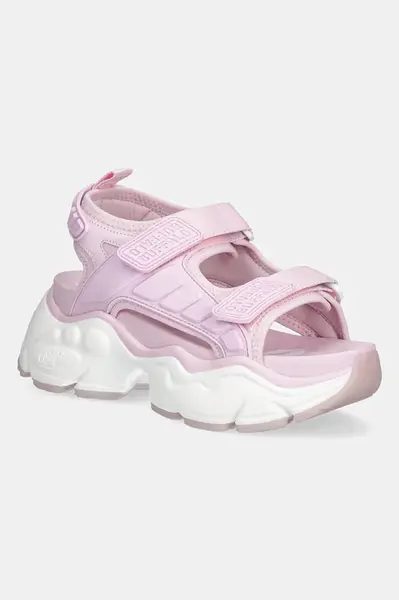 Sandály Buffalo Binary Track dámské, růžová barva, na platformě, 1602298-PNK