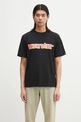 Bavlněné tričko ICECREAM Soft Serve T-Shirt černá barva, s potiskem, IC25142