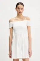 Bavlněné šaty Tommy Jeans bílá barva, mini, DW0DW20343