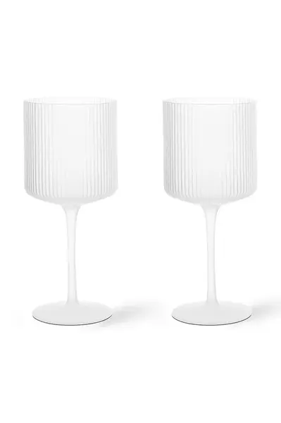 Sklenice na víno ferm LIVING 2-pack bílá barva
