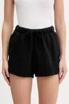Bavlněné šortky IRO dámské, černá barva, s aplikací, high waist, WF30OCRESIA