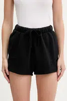 Bavlněné šortky IRO dámské, černá barva, s aplikací, high waist, WF30OCRESIA