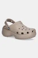Pantofle Crocs Classic Platform Clog dámské, hnědá barva, na platformě, 206750