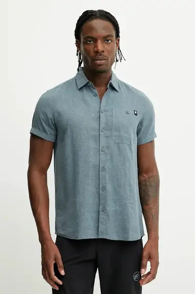 Košile Mammut Alvra pánská, šedá barva, regular, s klasickým límcem, 1015-01580