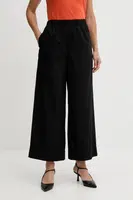 Bavlněné kalhoty Tommy Hilfiger dámské, černá barva, high waist, WW0WW45891