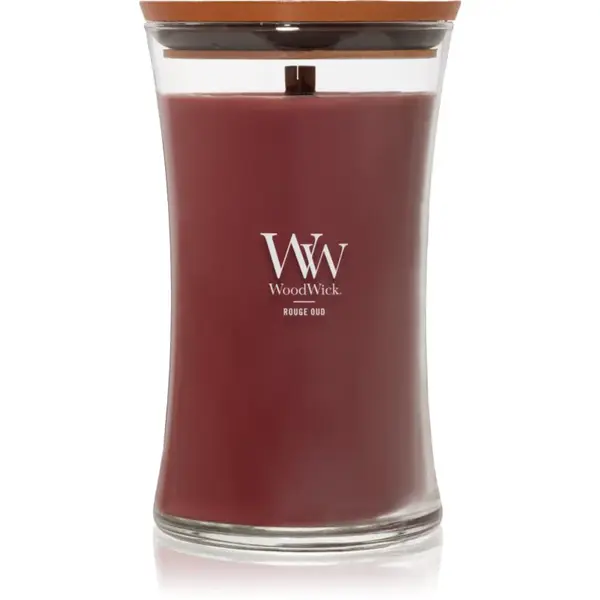 Woodwick Opulent Wood Rouge Oud vonná svíčka s dřevěným knotem 609.5 g