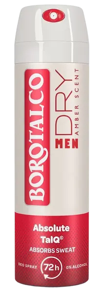 BOROTALCO Men Dry Amber Scent, Dezodorant sprej pre mužov 150 ml