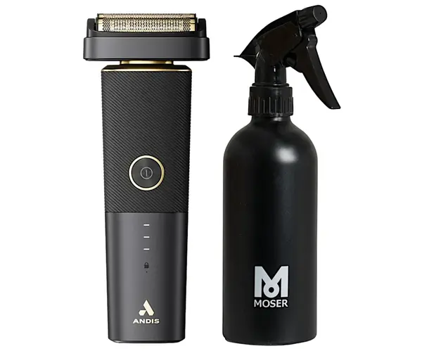 Profesionální planžetový strojek Andis reSurge Shaver - černý + hliníkový rozprašovač na vodu Moser 0092-6400 - 250 ml zdarma + dárek zdarma