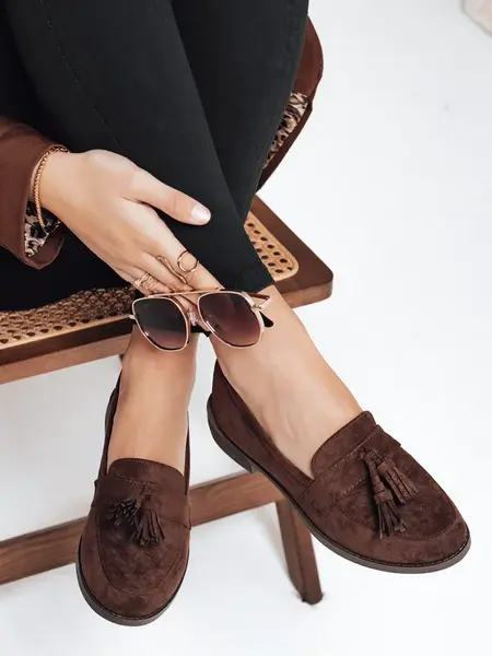 Dámske semišové mokasíny hnedé