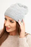 Kesi Dámská zimní čepice s vlnou a žebrovaným pletením K471 šedá