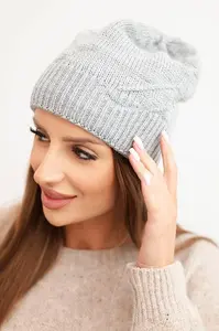 Kesi Dámská zimní čepice s vlnou a žebrovaným pletením K471 šedá