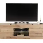TV stolek s osvětlením Oakland 140 cm, dub montana