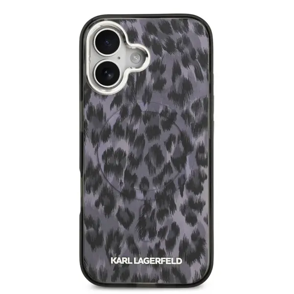 Zadní kryt Karl Lagerfeld IML Leopard MagSafe pro Apple iPhone 17, šedá