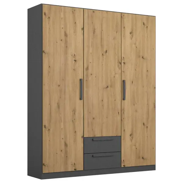 Rauch Möbel ŠATNÍ SKŘÍŇ S OTOČNÝMI DVEŘMI, šedá, dub artisan, 136/197/54 cm