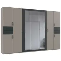 MID.YOU ŠATNÍ SKŘÍŇ S OTOČNÝMI DVEŘMI, barvy grafitu, šedá, Sahara, 313/208/58 cm