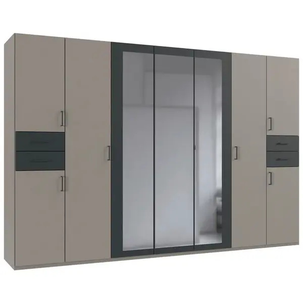 MID.YOU ŠATNÍ SKŘÍŇ S OTOČNÝMI DVEŘMI, barvy grafitu, šedá, Sahara, 313/208/58 cm